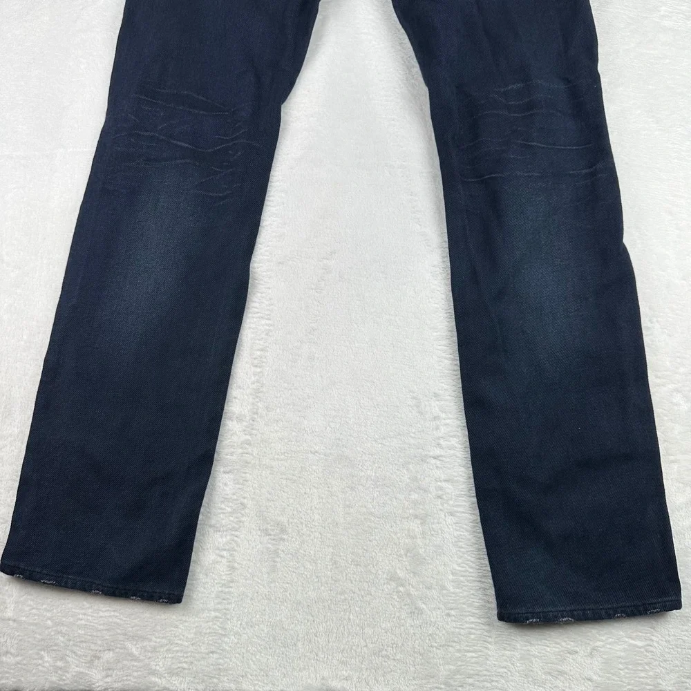 Guess Slim Angels Mens 33x32 Dark Wash Distressed Rip Repair Red Lining Jeans